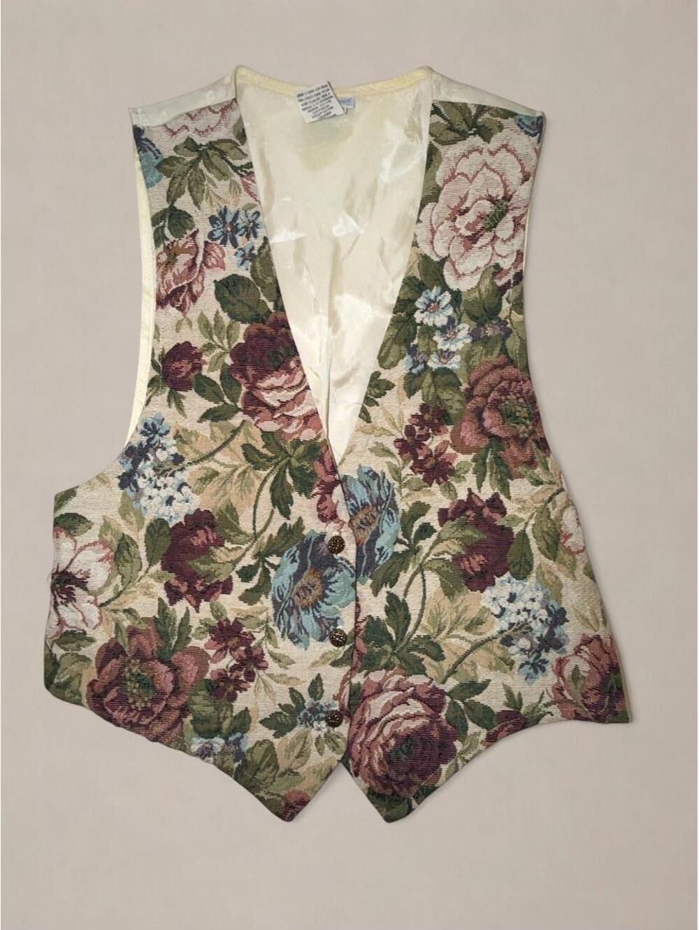 Vintage Backroad Blues Floral Tapestry Vest 🌹